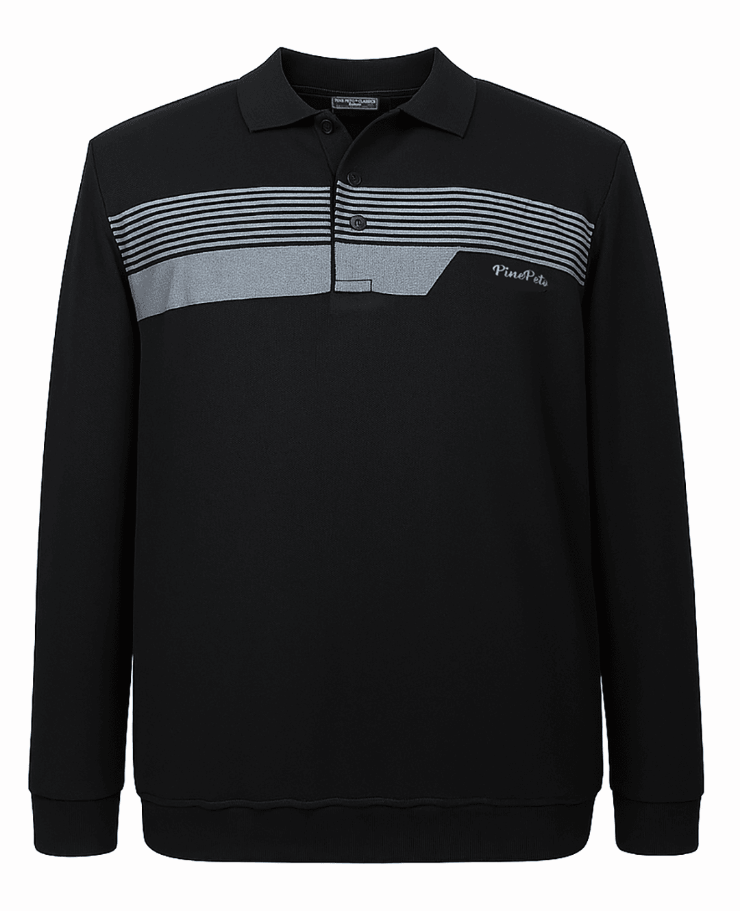 Baskılı Büyük Beden Polo Yaka Selanik Sweatshirt