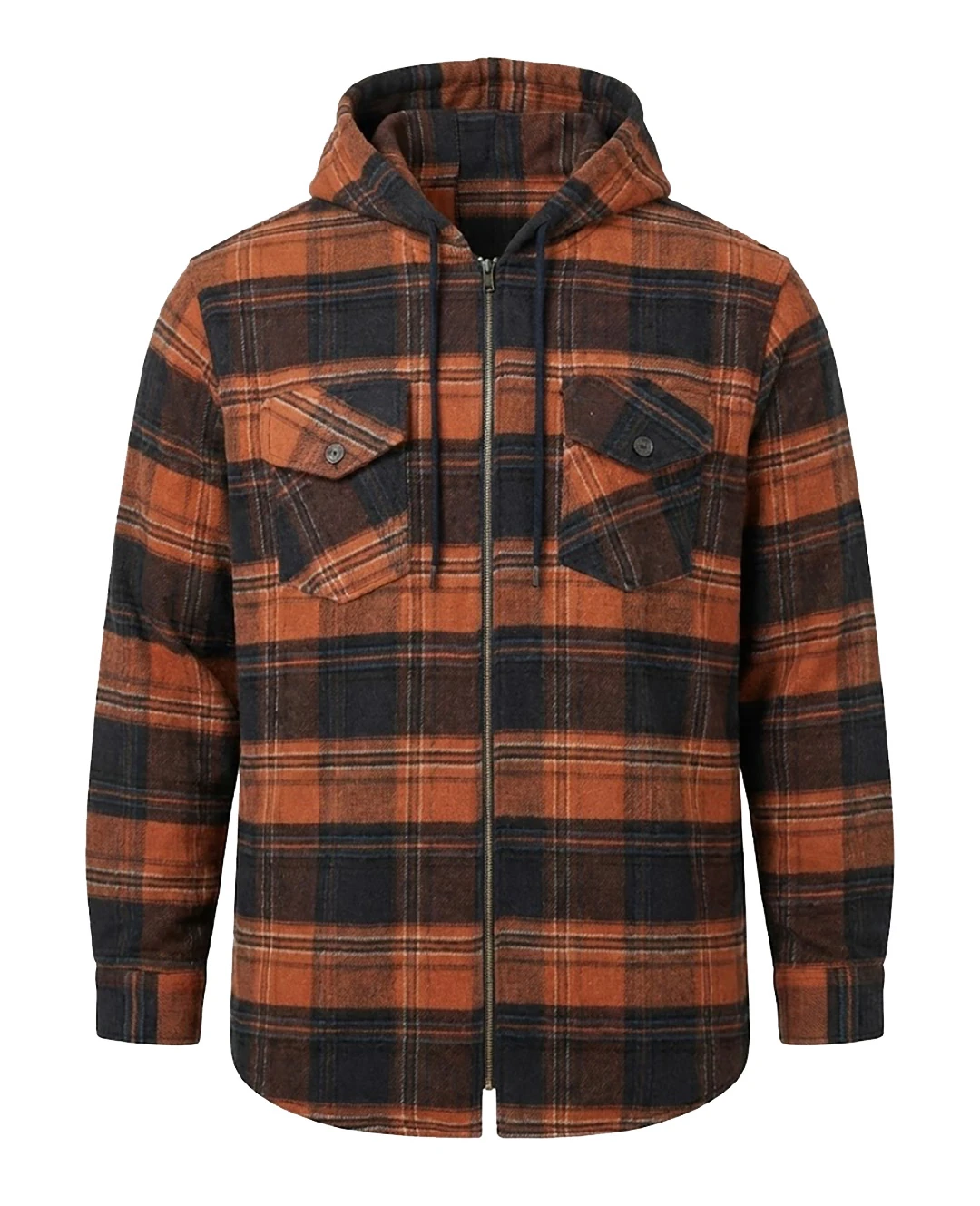 Büyük Beden Kapşonlu Oduncu Sweat Ekose - Kremit