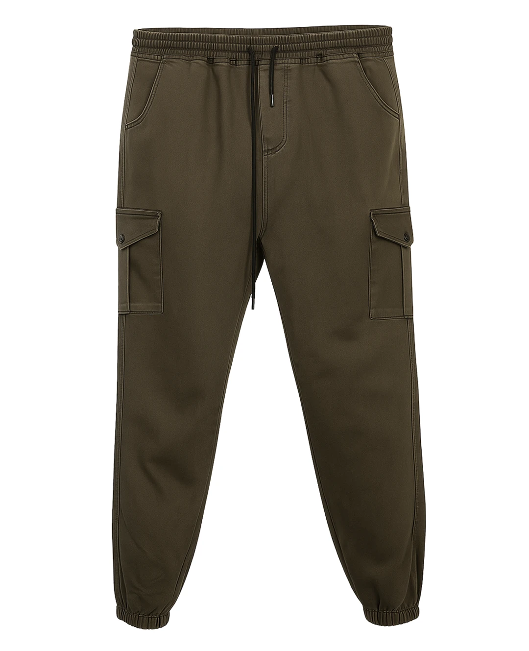 Kışlık Büyük Beden Jogger Kot Pantolon Paça Lastikli - Koyu Toprak