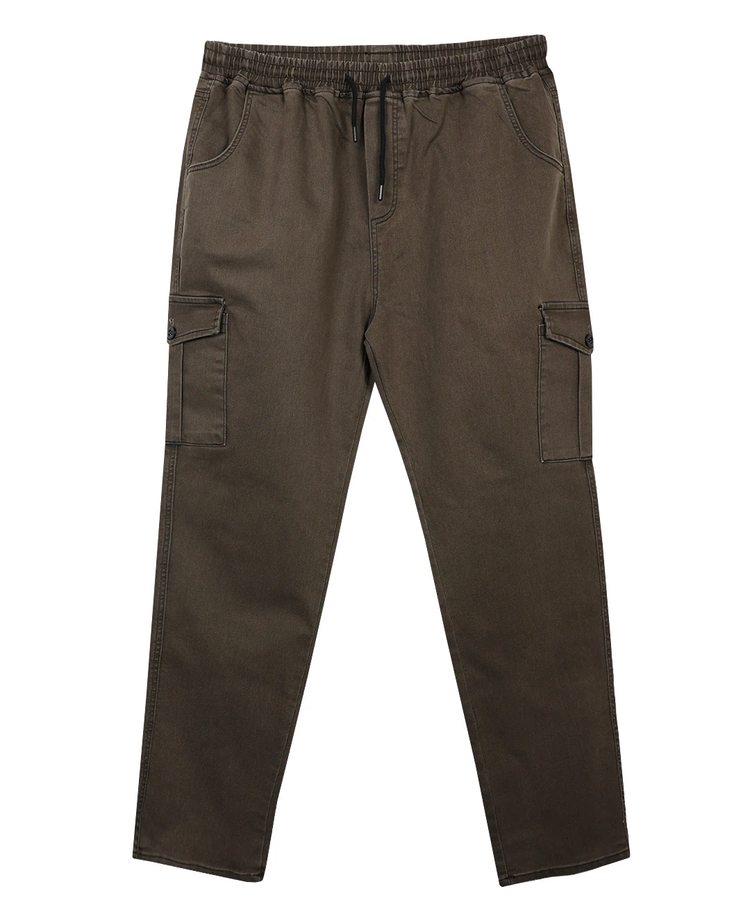 Kışlık Kargo Cepli Büyük Beden Bağcıklı Denim Pantolon - Koyu Toprak