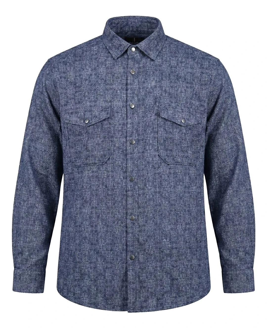 Kışlık Büyük Beden Çift Cepli Likralı Örme Gömlek - İndigo