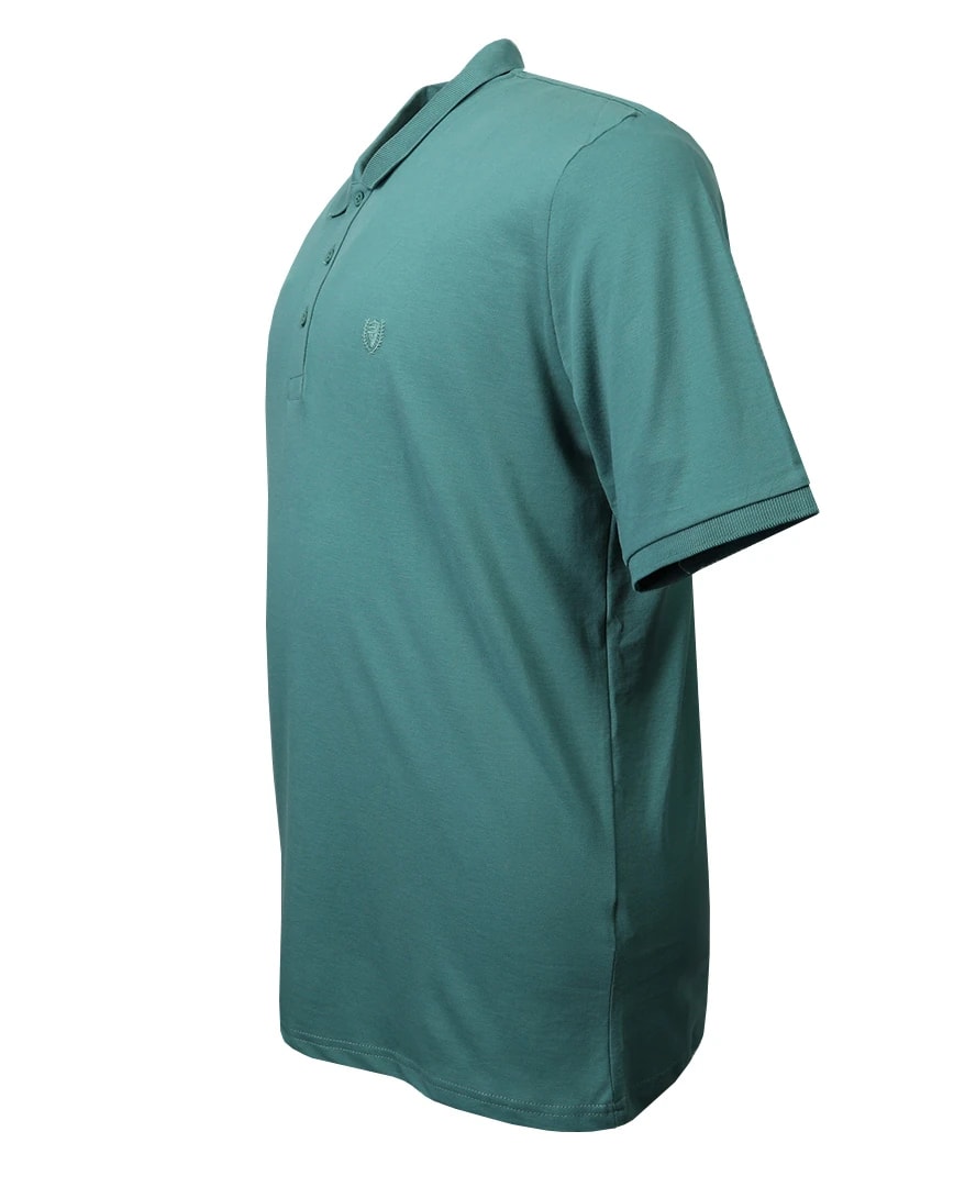 Büyük Beden Likralı Pike Polo Yaka Tişört - Yeşil