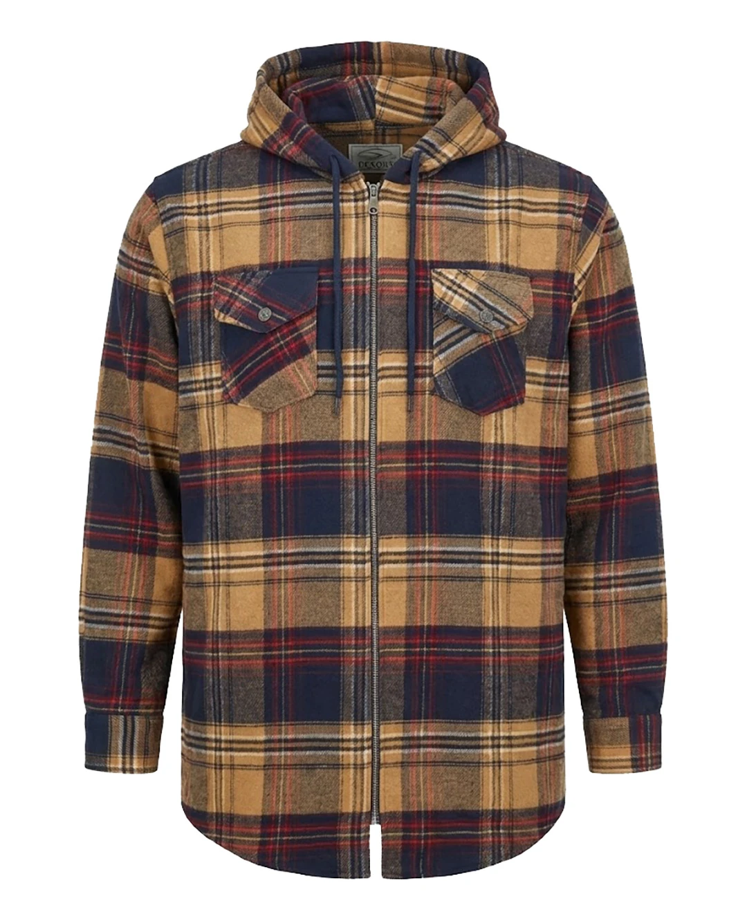 Büyük Beden Kapşonlu Oduncu Sweat Ekose - Bej