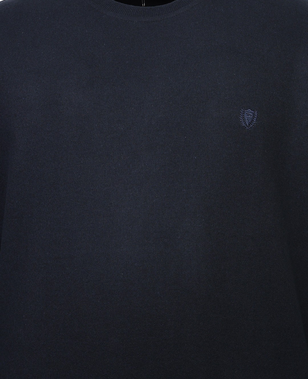 Büyük Beden Bisiklet Yaka Selanik Sweatshirt - Lacivert