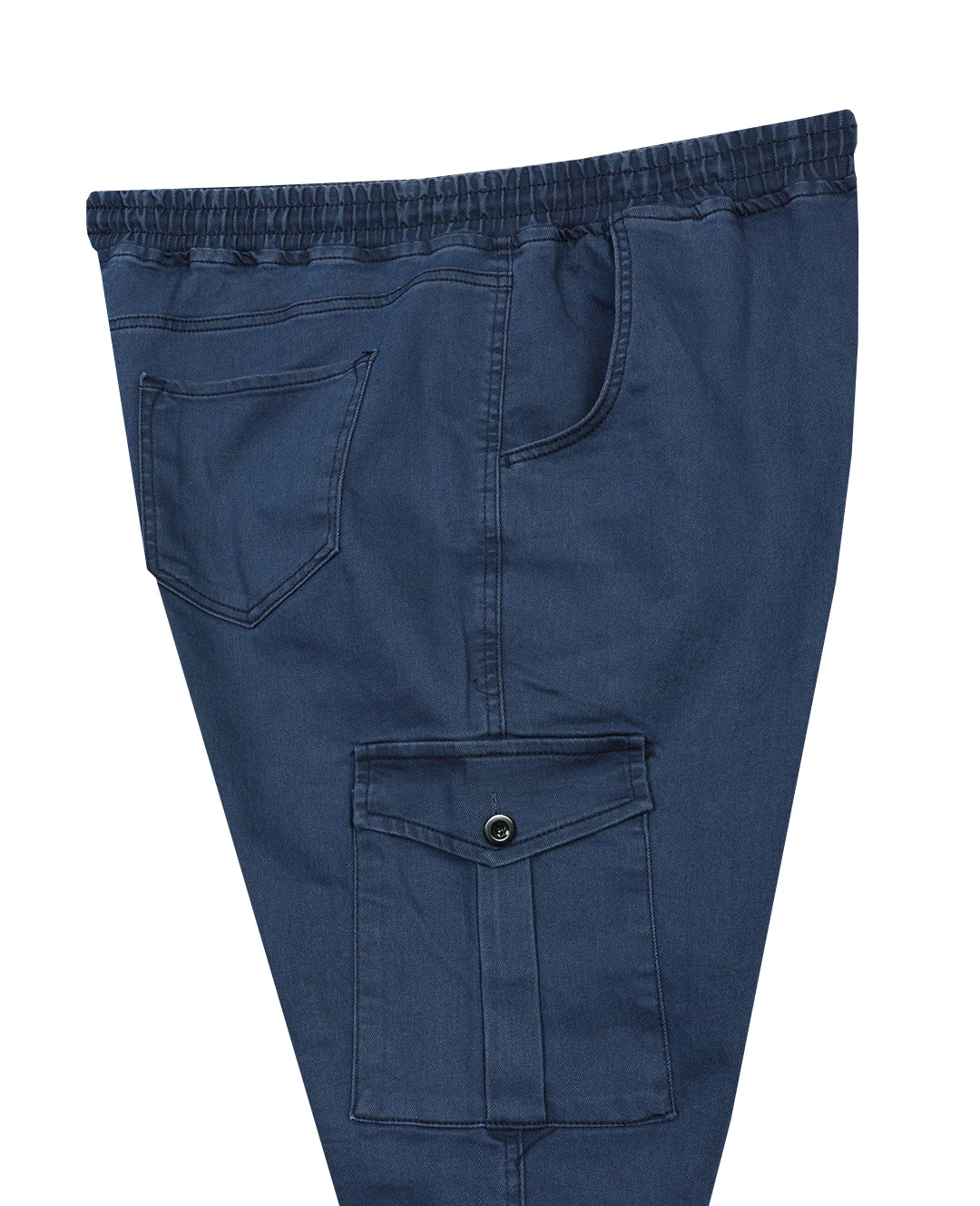 Kışlık Kargo Cepli Büyük Beden Bağcıklı Denim Pantolon - Karol Mavi