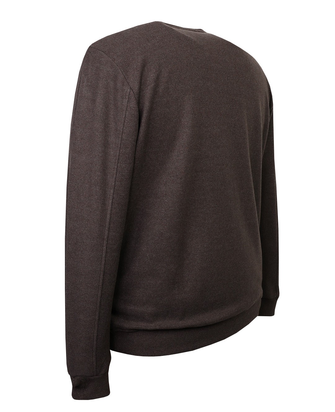 Büyük Beden Bisiklet Yaka Selanik Sweatshirt - Kahverengi