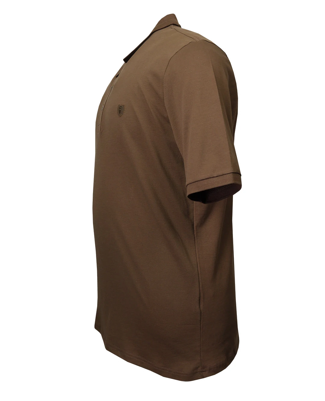 Büyük Beden Likralı Pike Polo Yaka Tişört - Kahverengi