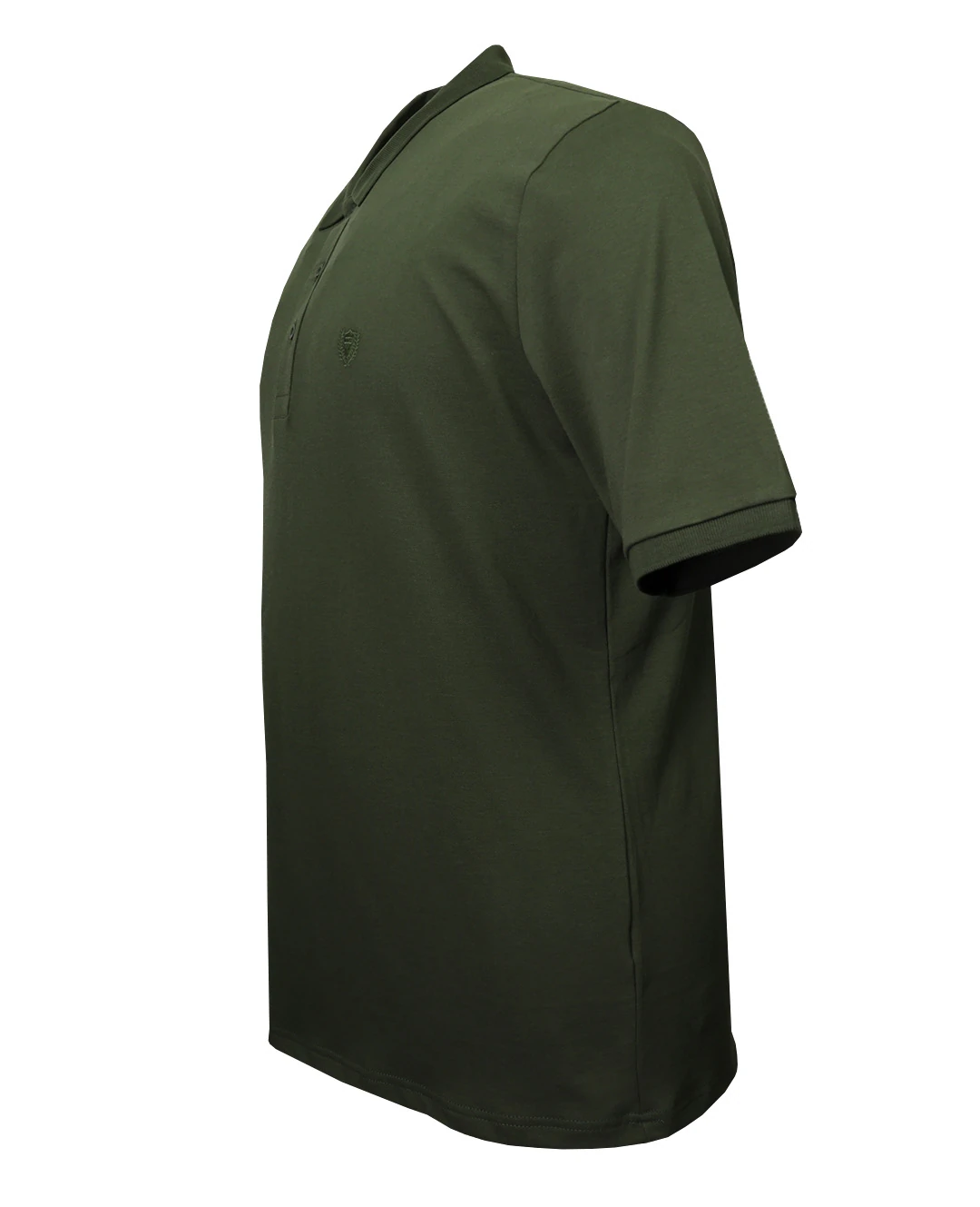 Büyük Beden Likralı Pike Polo Yaka Tişört - Haki Yeşil