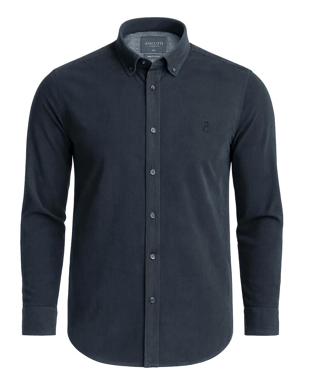 Büyük Beden Kadife Gömlek Düğme Yaka - Füme