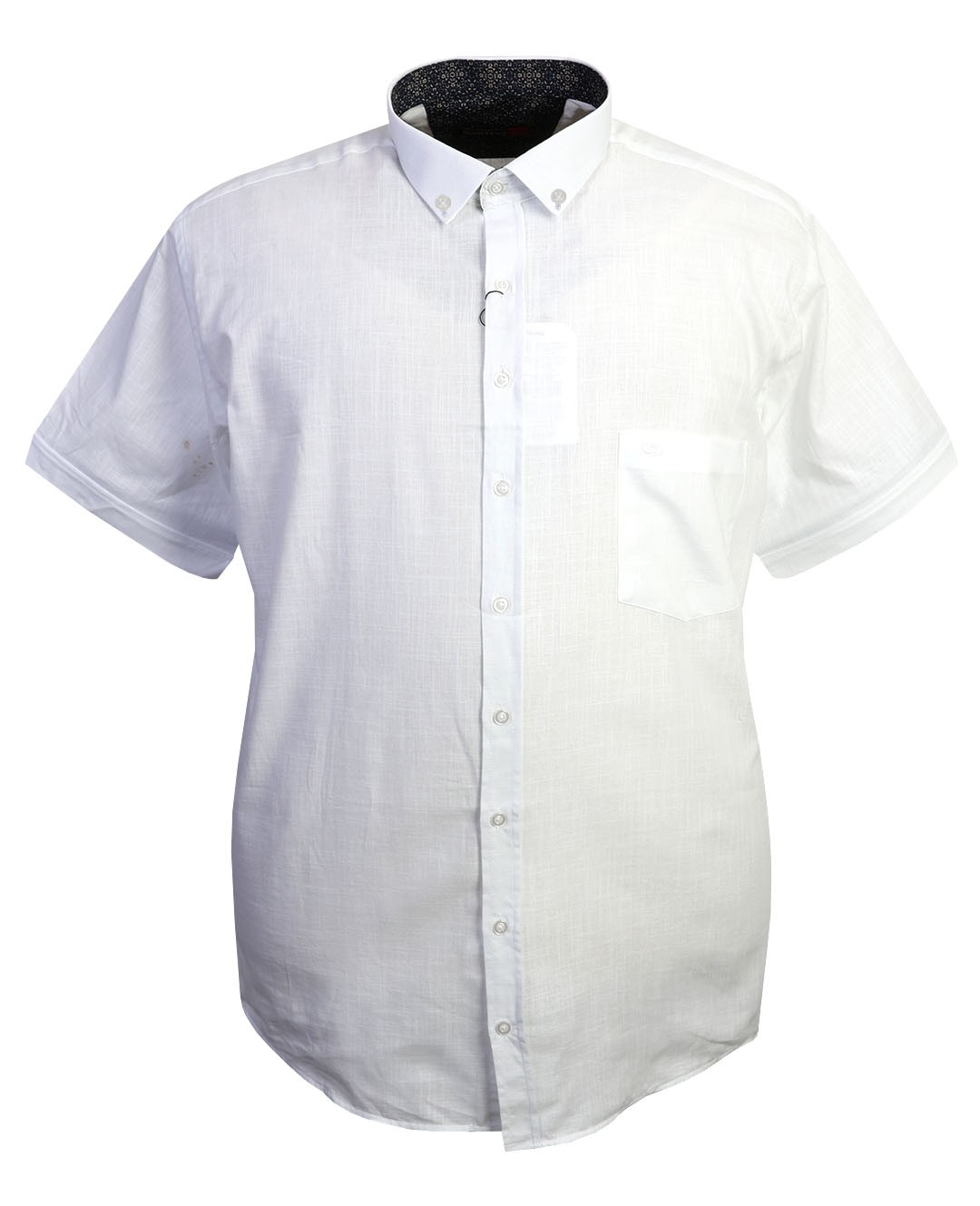 Süper Size Keten Gömlek Kısa Kol 8XL-12XL - Beyaz