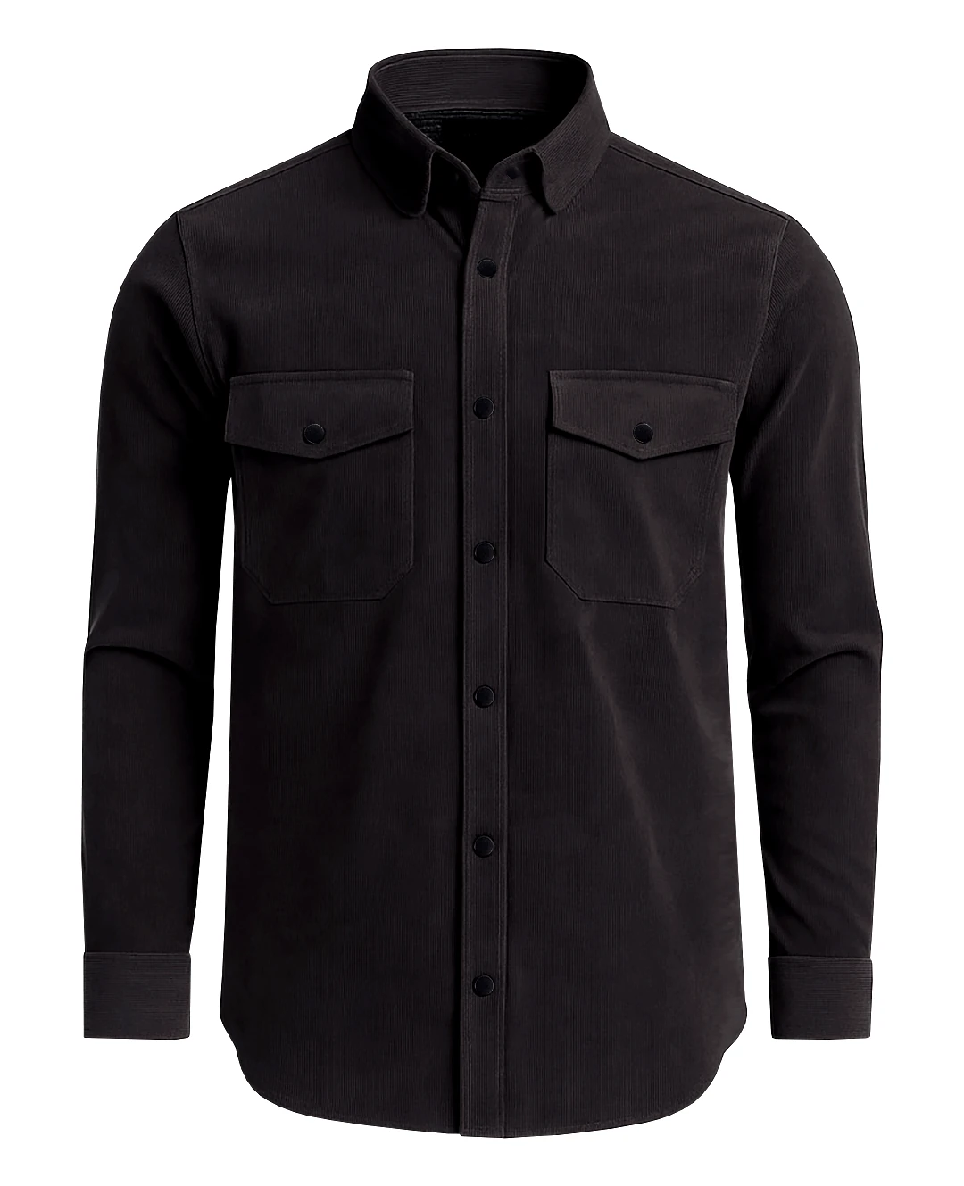 Büyük Beden Kadife Gömlek Çift Cepli