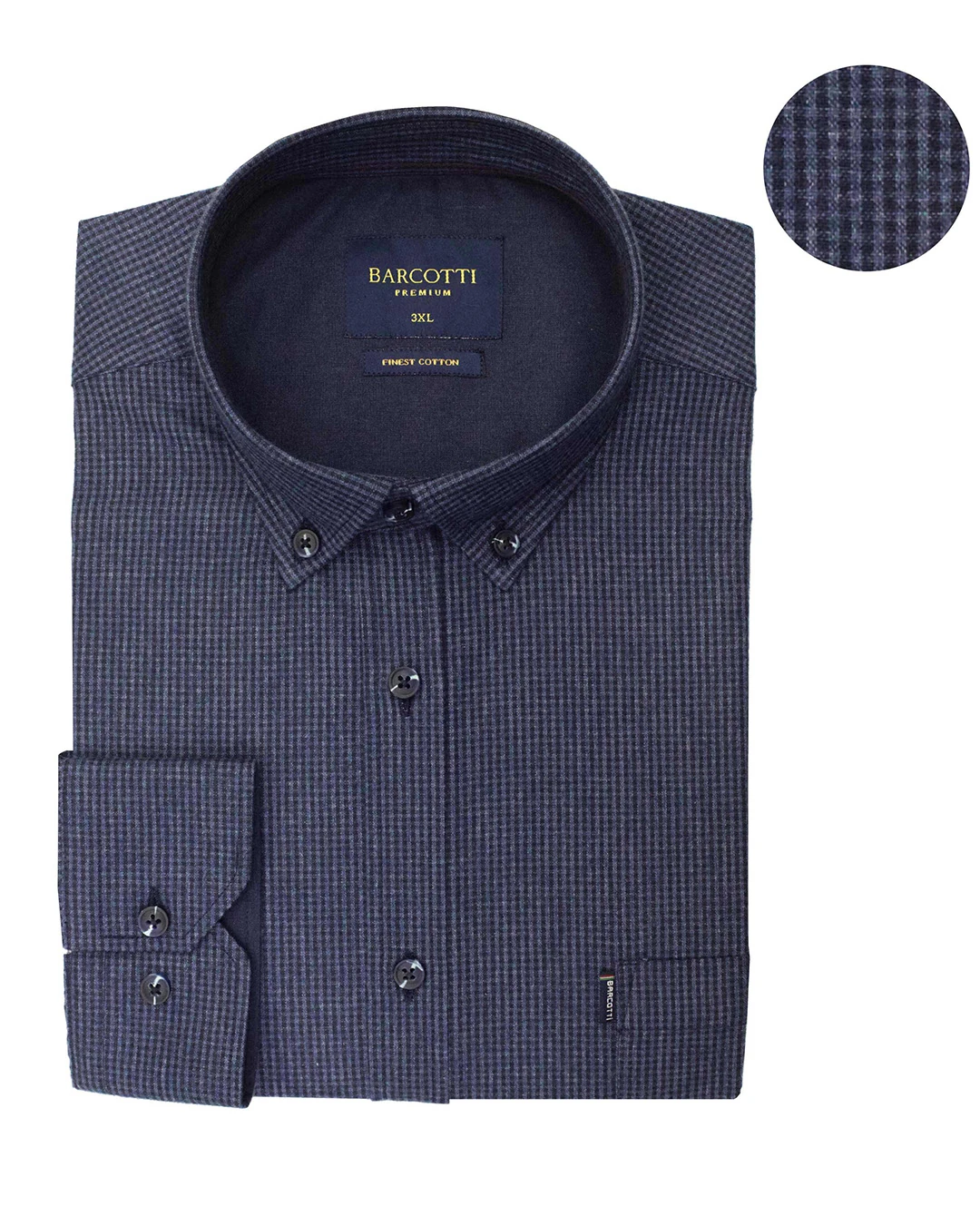 Büyük Beden Pamuklu Ekose Gömlek Düğme Yaka