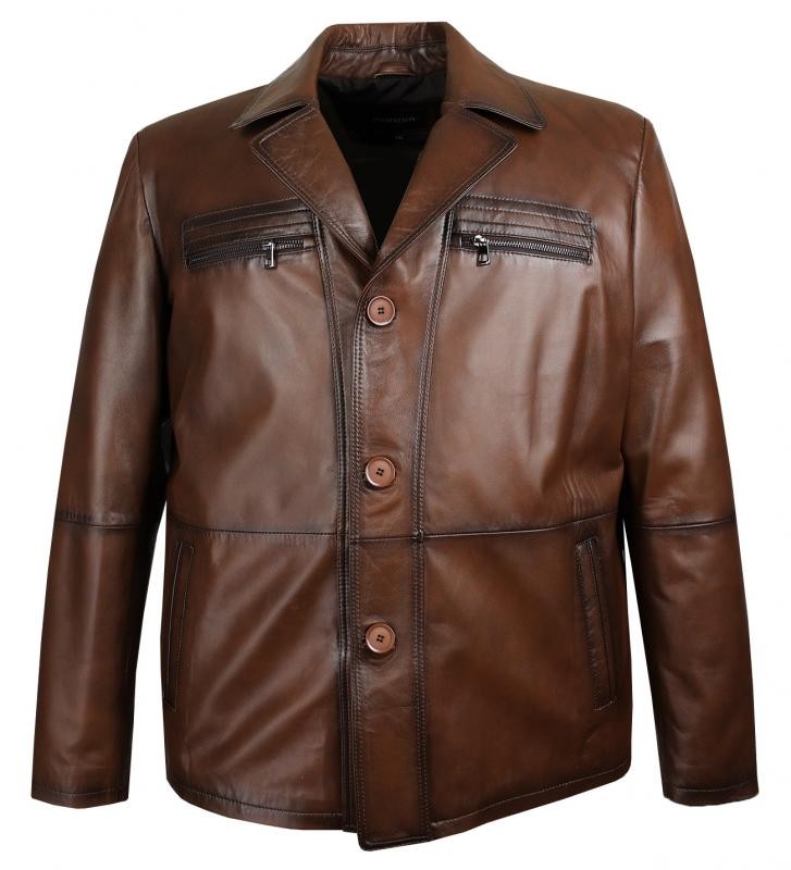 Men's Plus Size Leather Jacket Genuine Leather Hazelnut