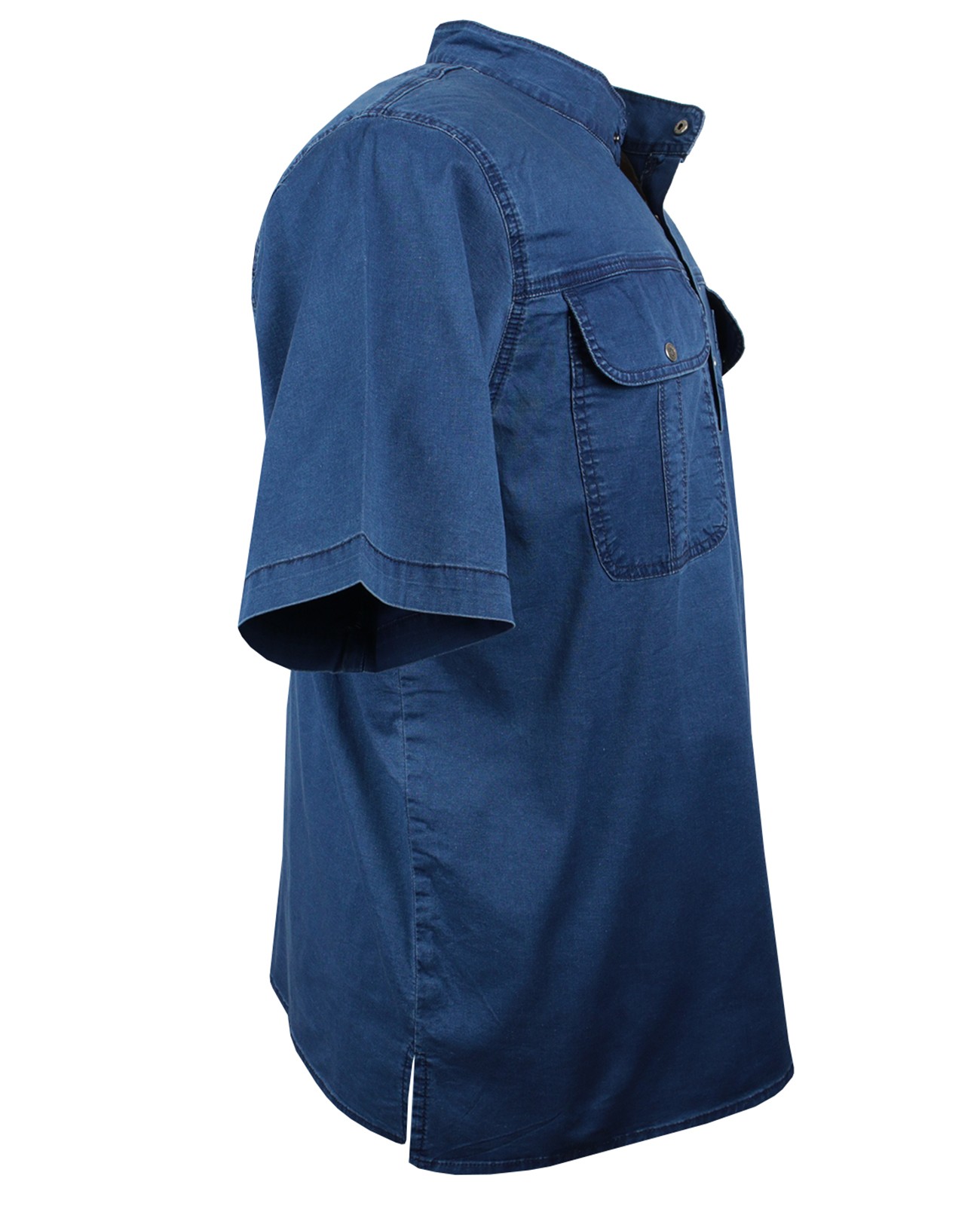 Plus Size Judge Collared Denim Shirt Short Sleeve