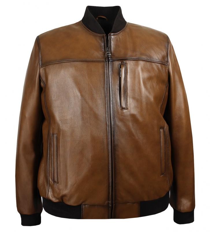 Plus Size Men's Leather Coat College Collar