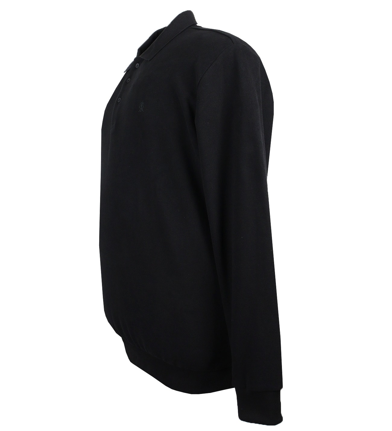 Büyük Beden Polo Yaka Selanik Kazak - Siyah