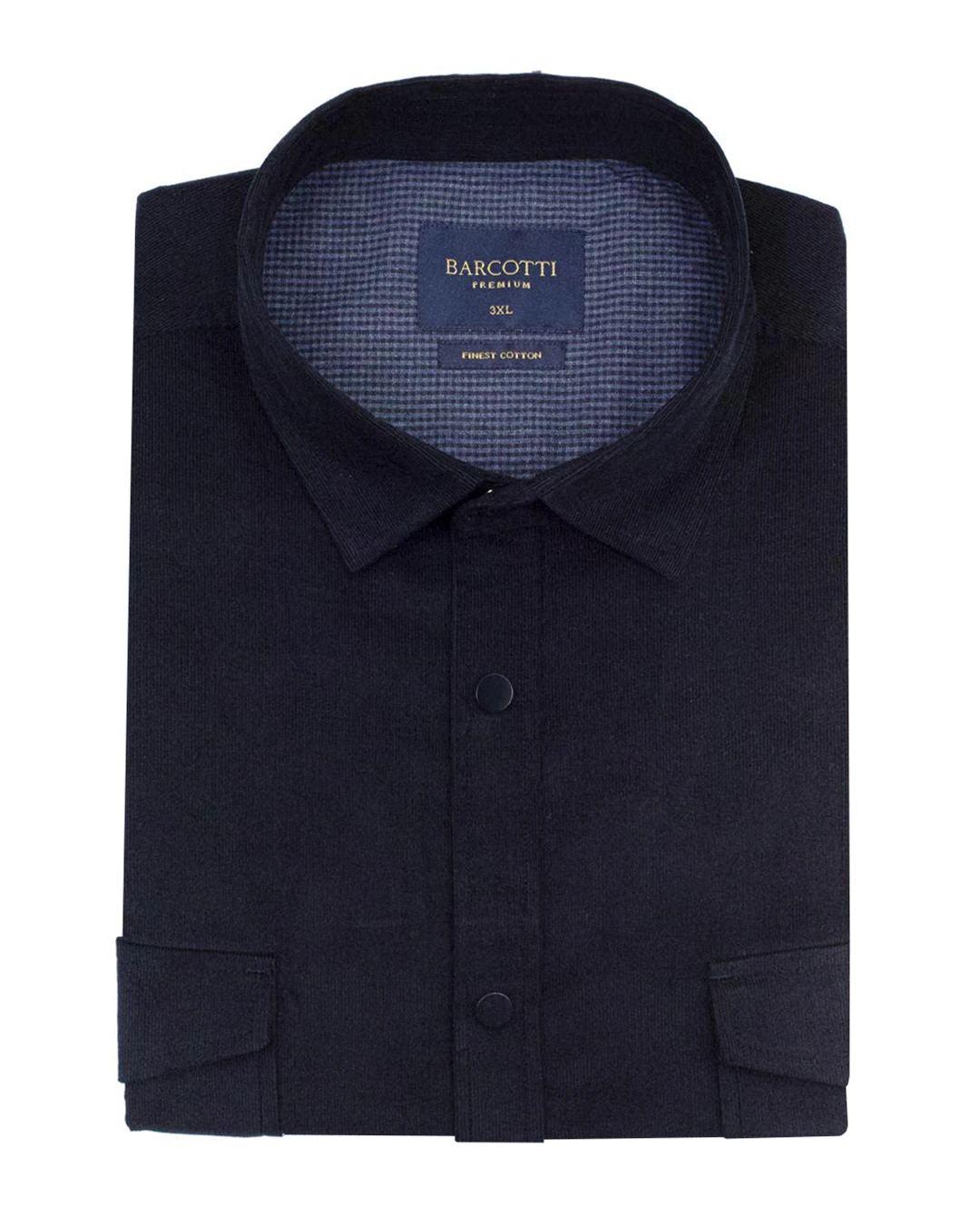 Büyük Beden Kadife Gömlek Çift Cepli - Lacivert