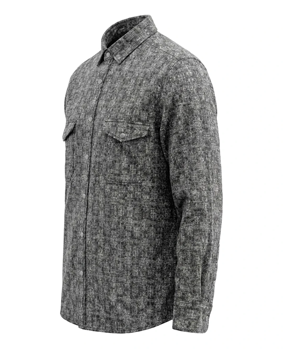 Kışlık Büyük Beden Çift Cepli Likralı Örme Gömlek - Gri