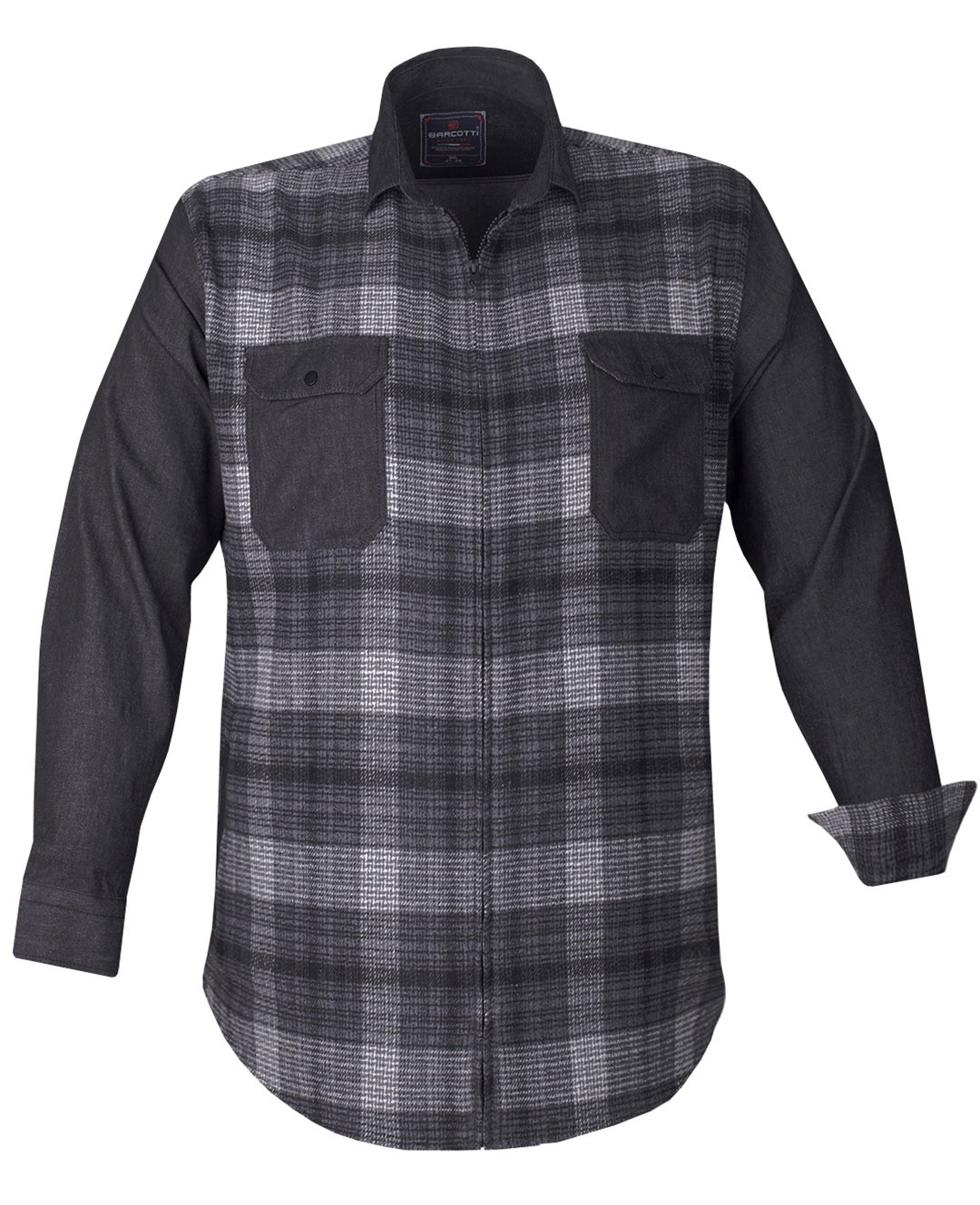 Plus Size Segmented Lumberjack Denim Shirt