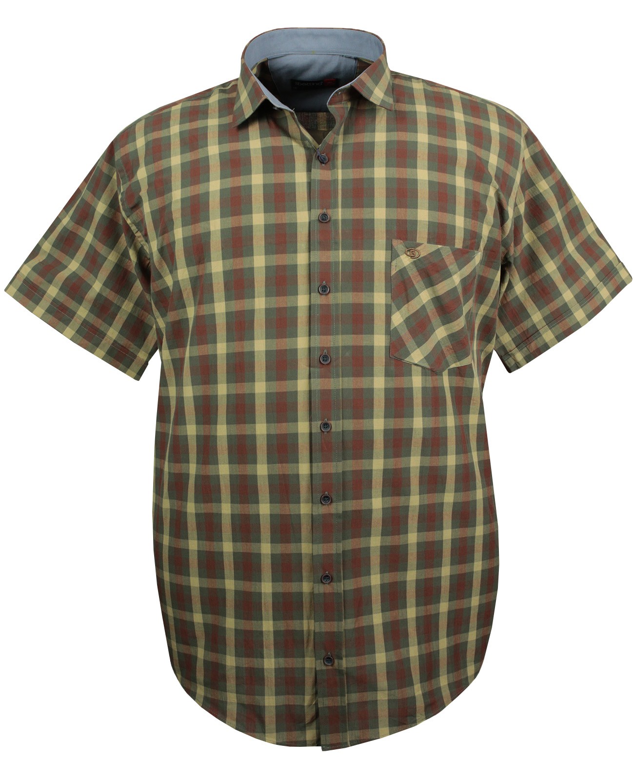 Plus Size Cotton Short Sleeve Shirt Plaid