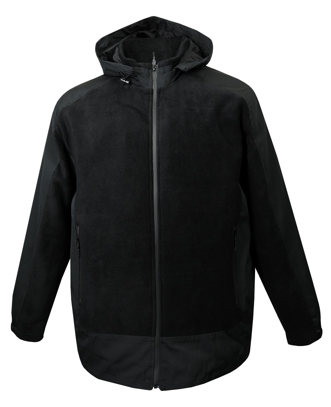 Men's Plus Size Fleece Seasonal Coat - Black