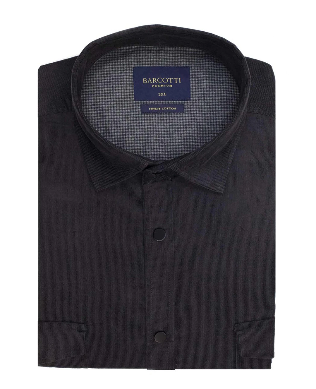 Büyük Beden Kadife Gömlek Çift Cepli - Füme