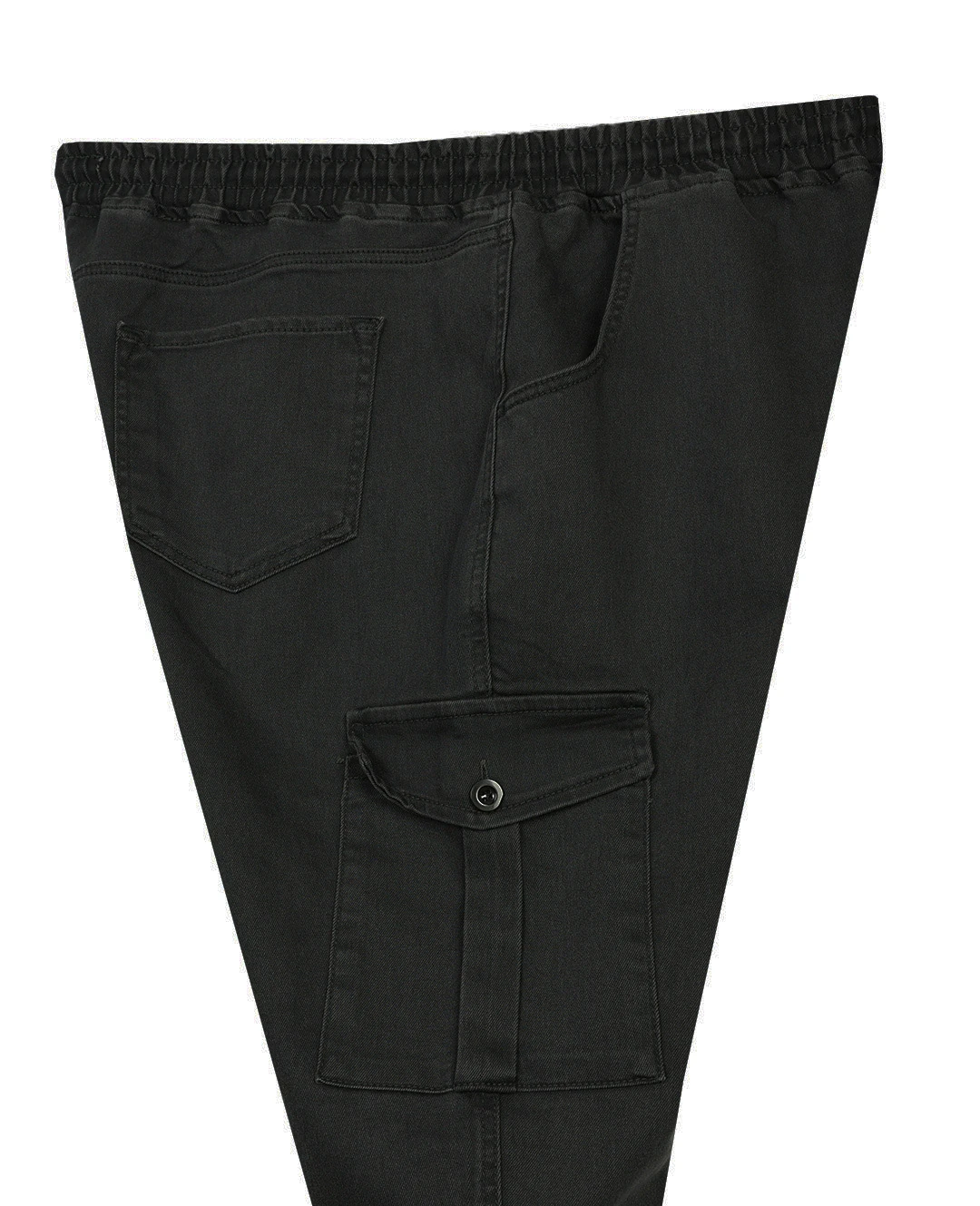 Kışlık Kargo Cepli Büyük Beden Bağcıklı Denim Pantolon - Siyah