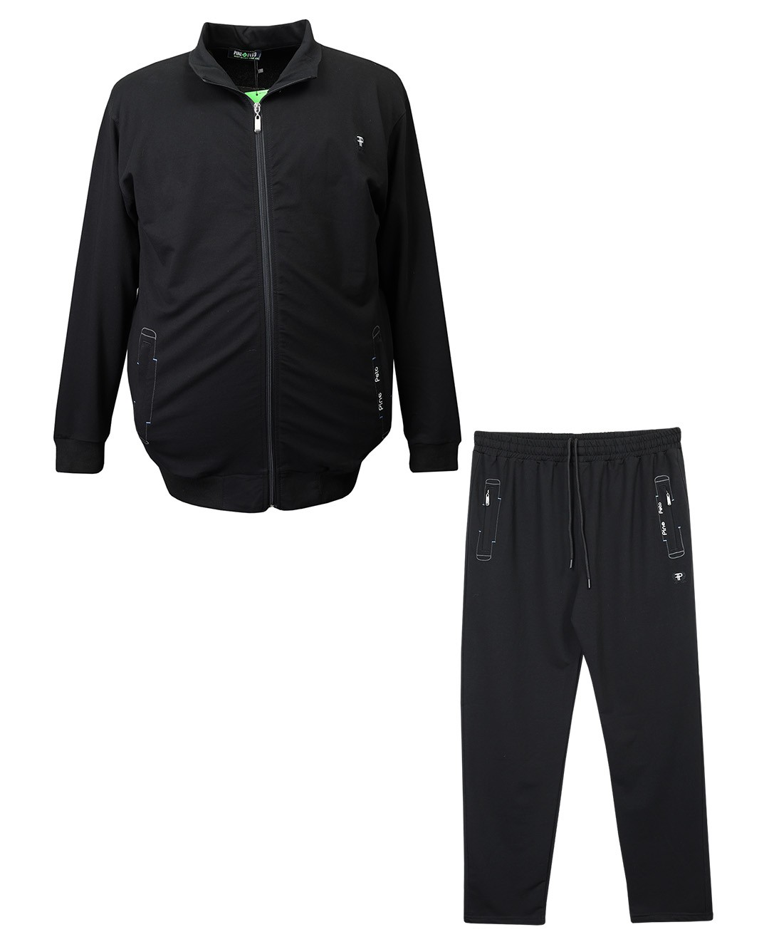 Plus Size Stand Collar Tracksuit Set Black