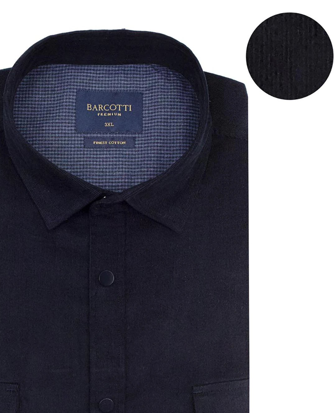 Büyük Beden Kadife Gömlek Çift Cepli - Lacivert