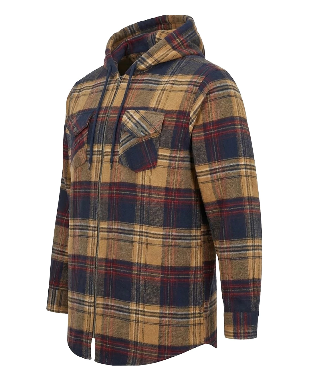 Büyük Beden Kapşonlu Oduncu Sweat Ekose - Bej