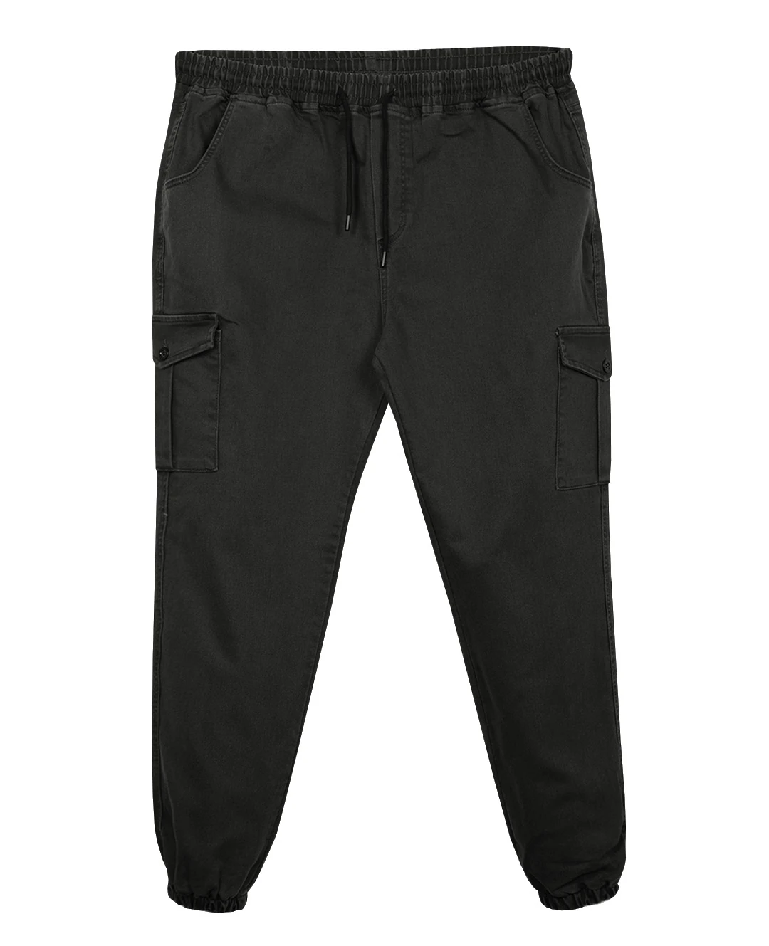 Kışlık Büyük Beden Jogger Kot Pantolon Paça Lastikli - Siyah