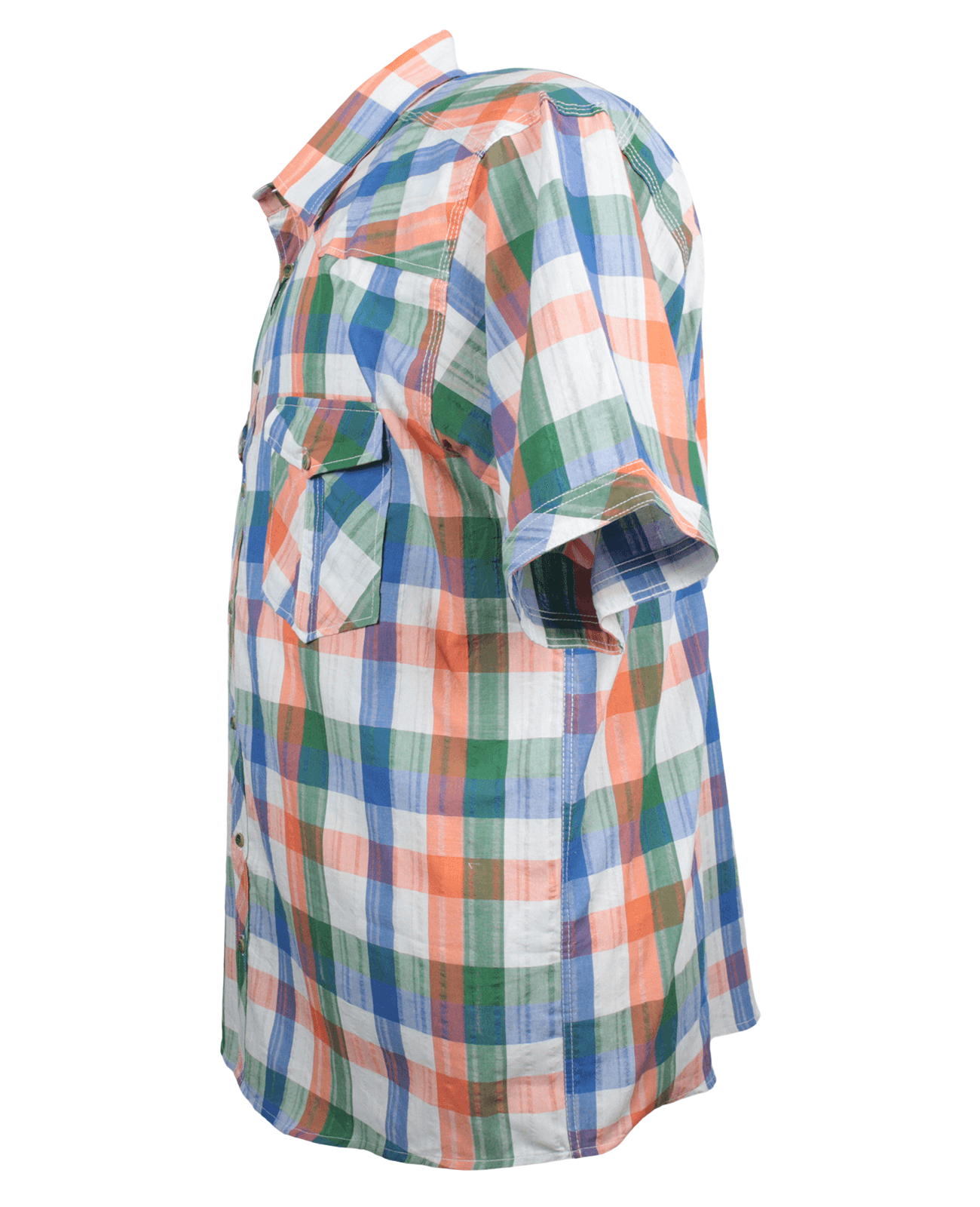 Plus Size Cotton Short Sleeve Shirt Plaid