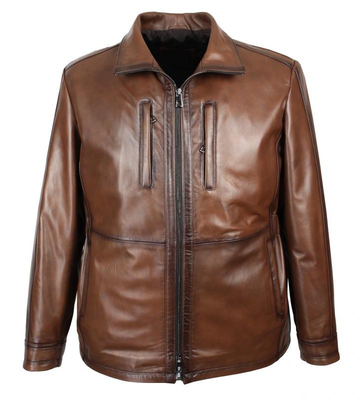 Men's Plus Size Leather Jacket Stand Collar