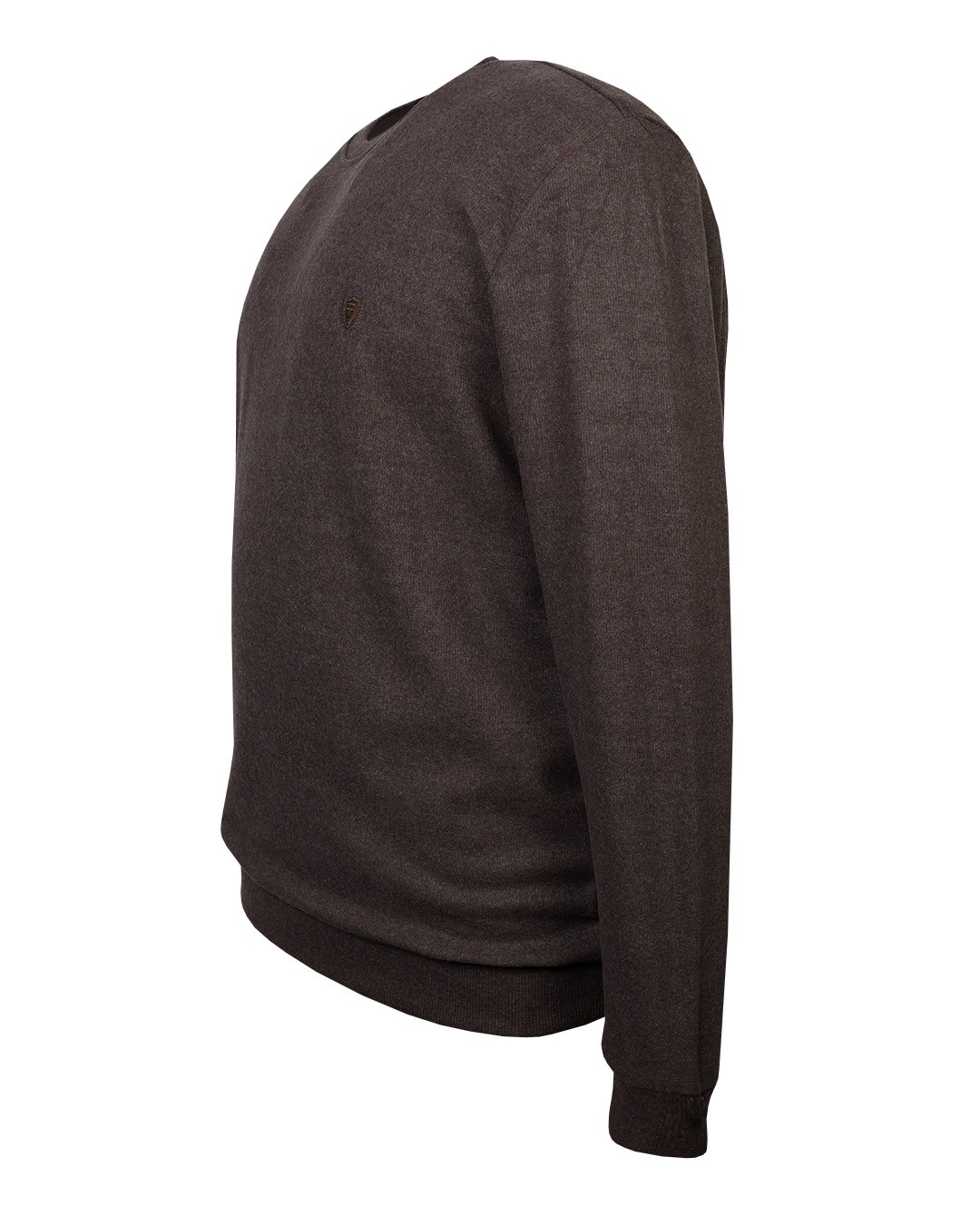 Büyük Beden Bisiklet Yaka Selanik Sweatshirt - Kahverengi