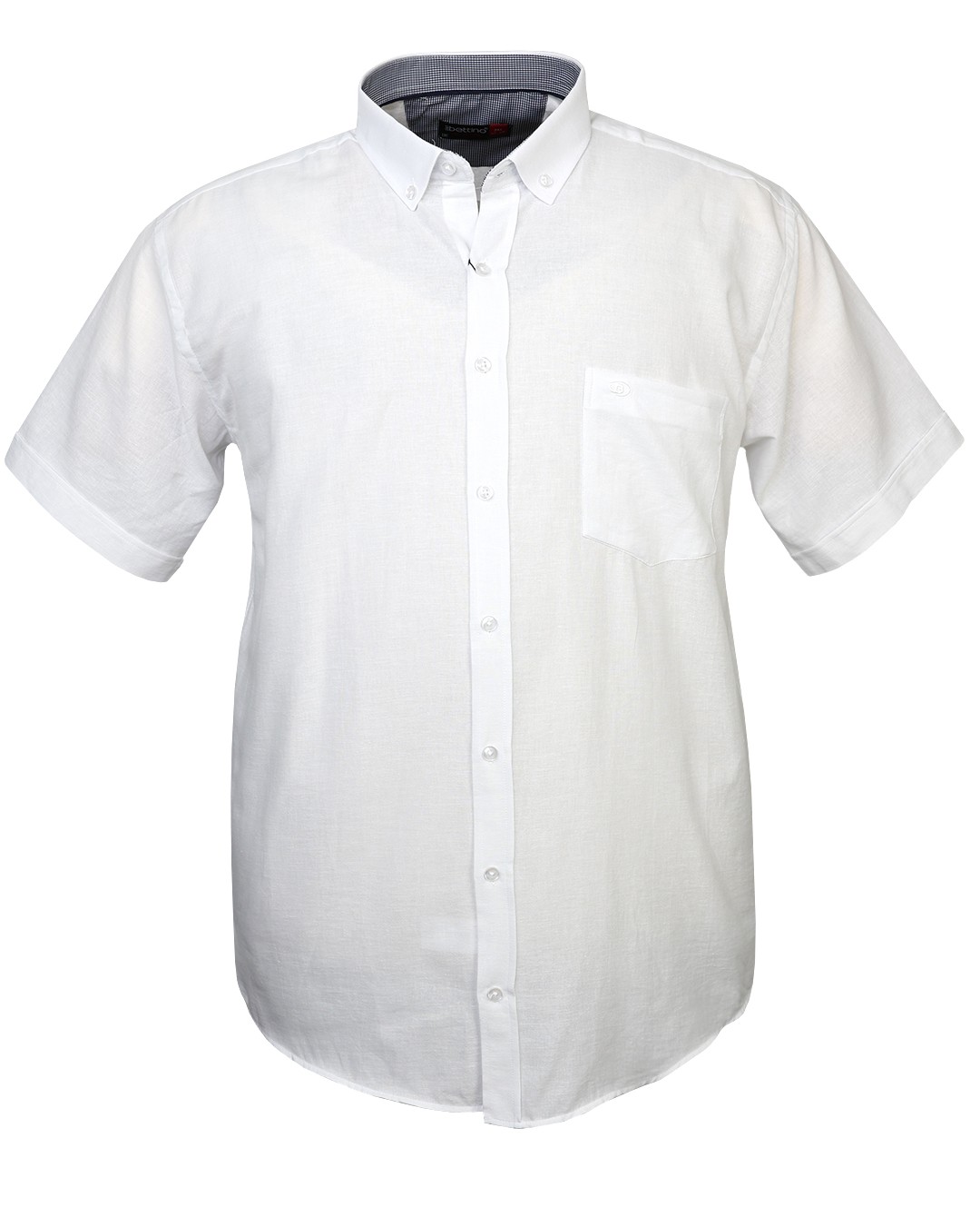 Plus Size Cotton Short Sleeve Shirt Plaid - White