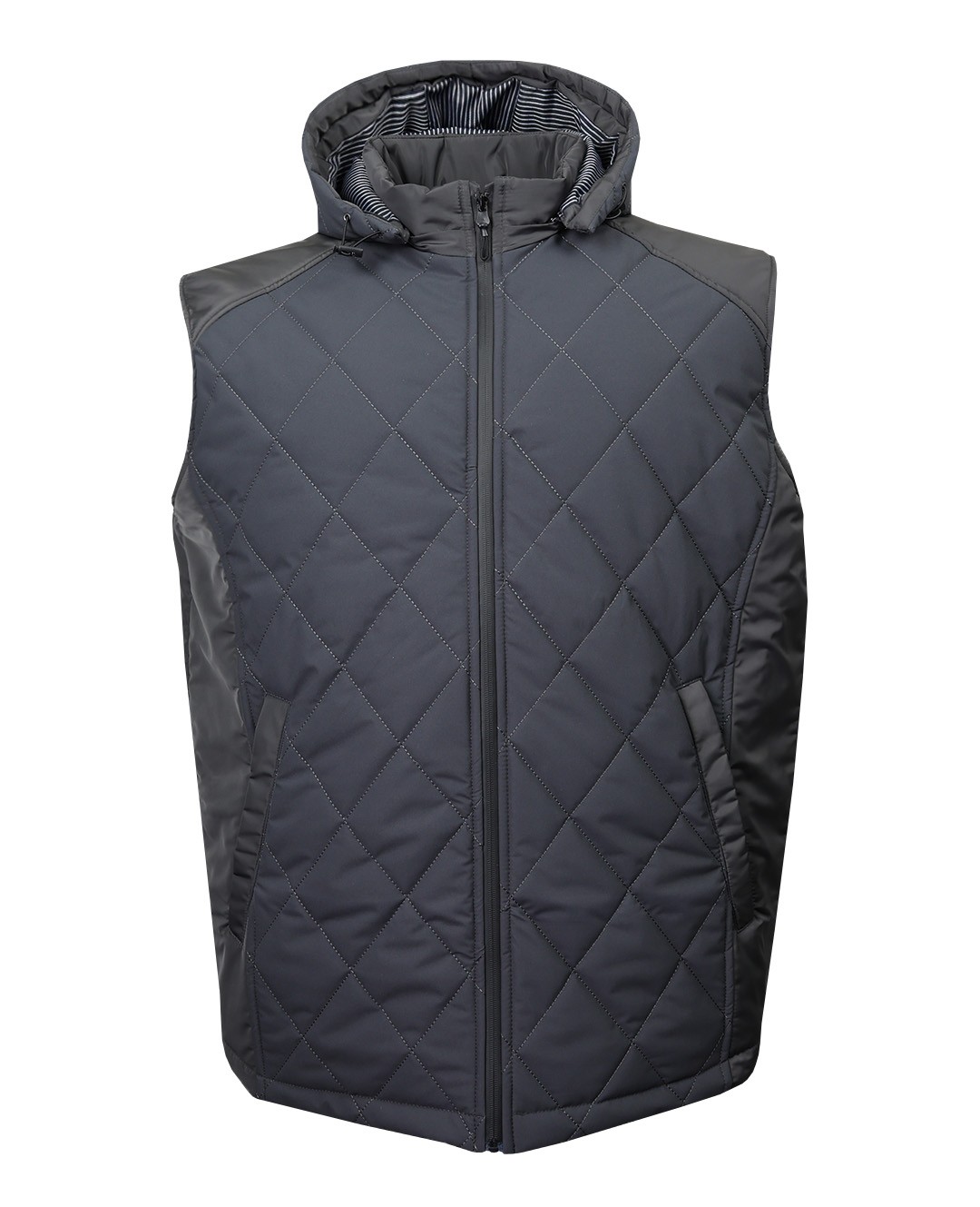 Plus Size Padded Quilted Vest - Anthracite