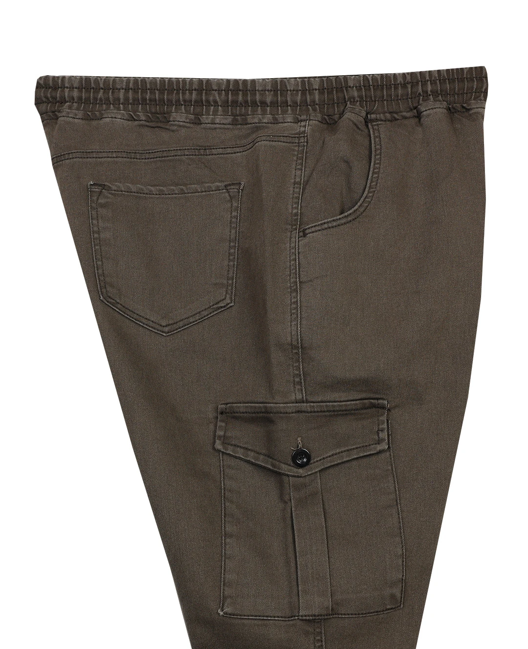 Kışlık Kargo Cepli Büyük Beden Bağcıklı Denim Pantolon - Koyu Toprak