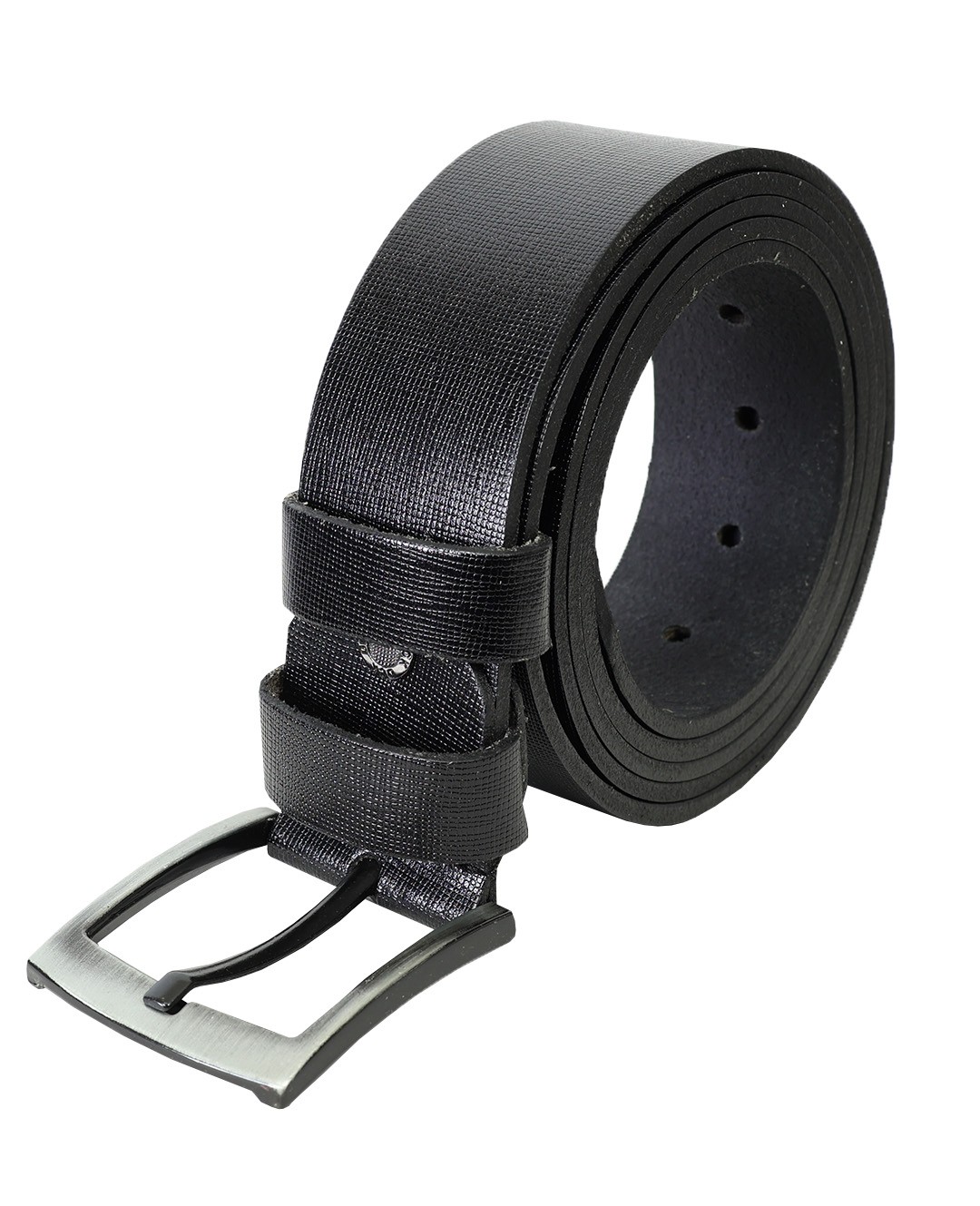 Plus Size Leather Belt Black Patterned 4.5cm