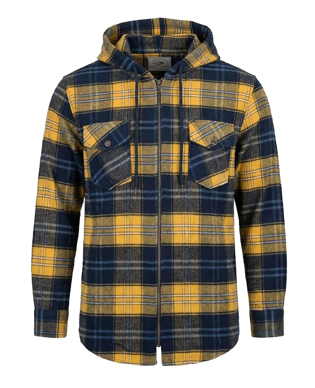 Büyük Beden Kapşonlu Oduncu Sweat Ekose - Sarı