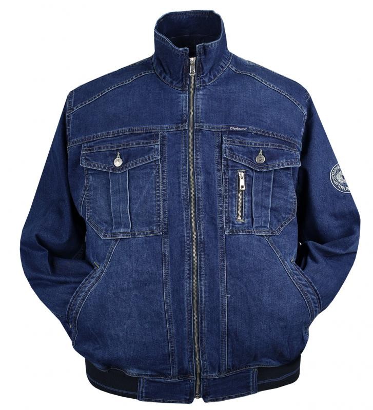 Men's Plus Size Stand Collar Denim Jacket Sembol Blue