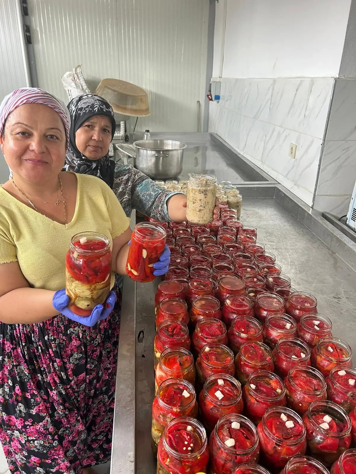 1 Lt Karışık Gömme Konservesi (Közlenmiş Kapya Biber-Patlıcan-Domates)