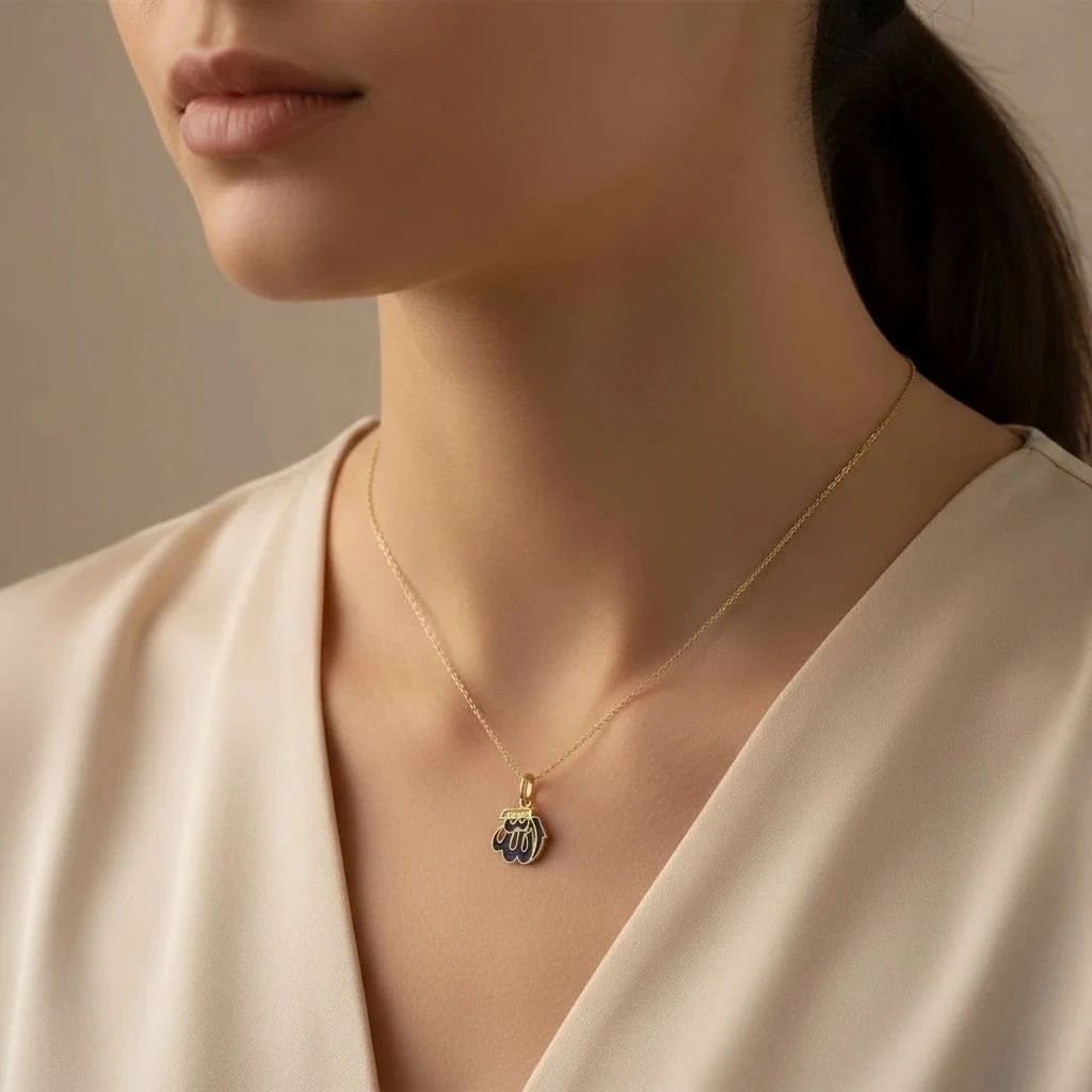 Allah Yazılı Mine Kolye