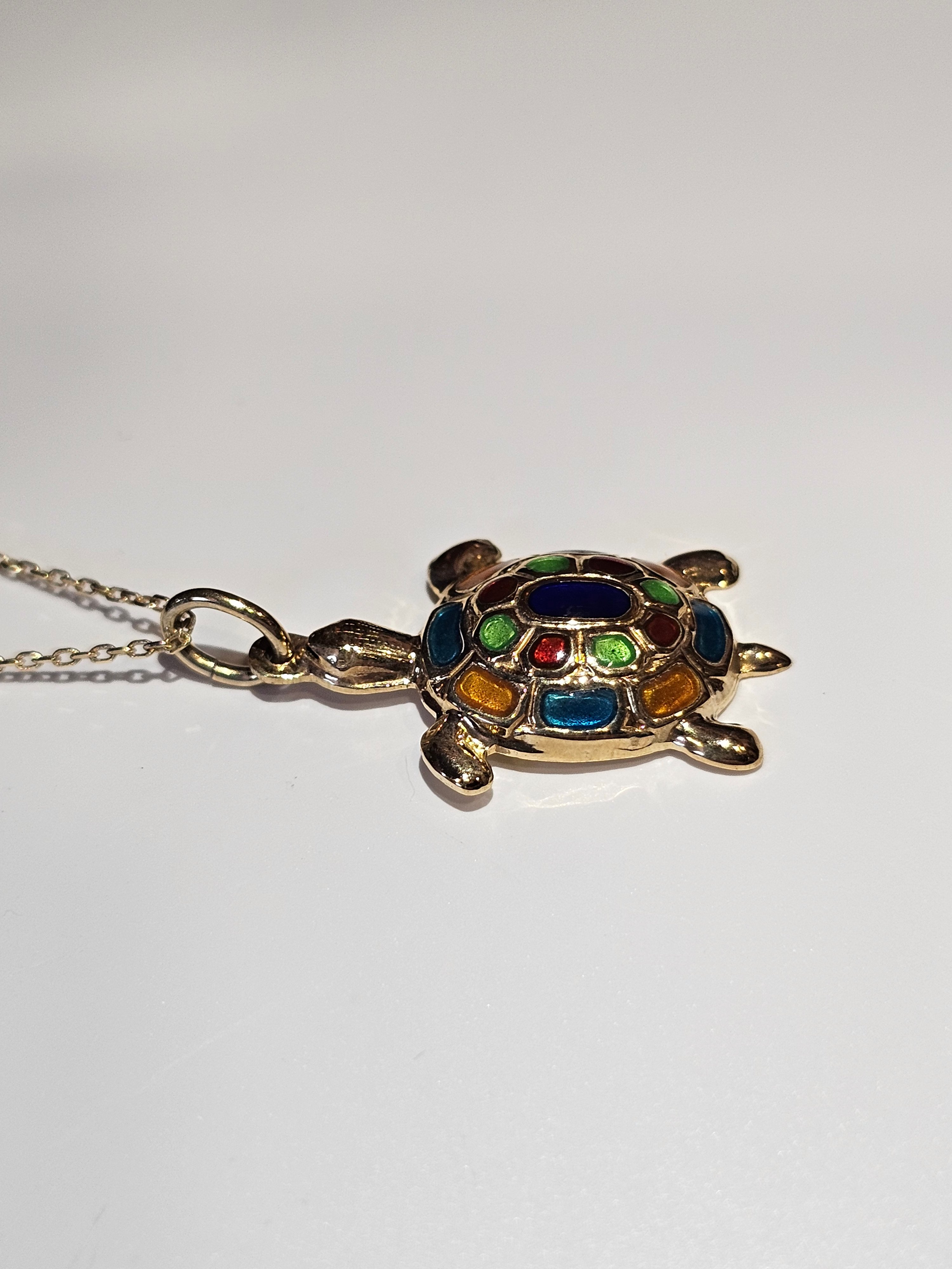 Enamel Turtle Necklace