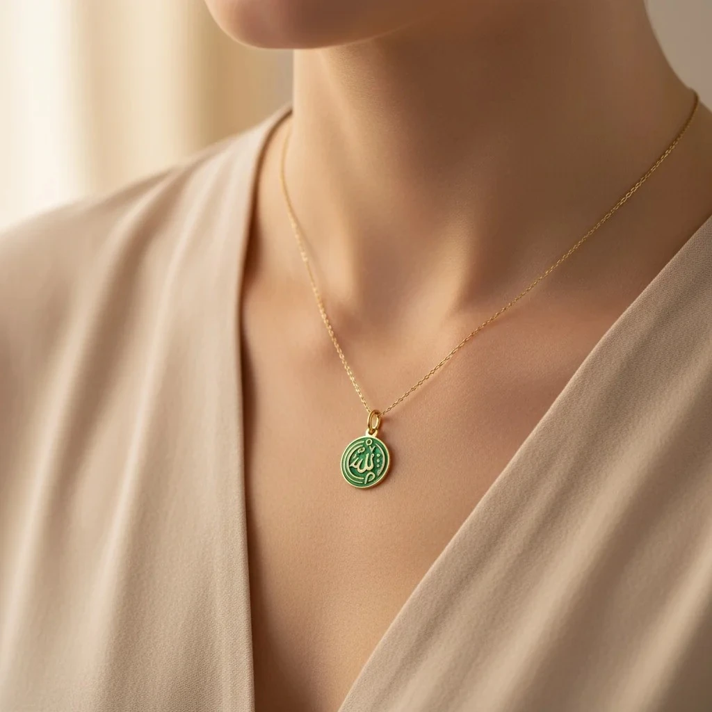 Allah Yazılı Mine Kolye