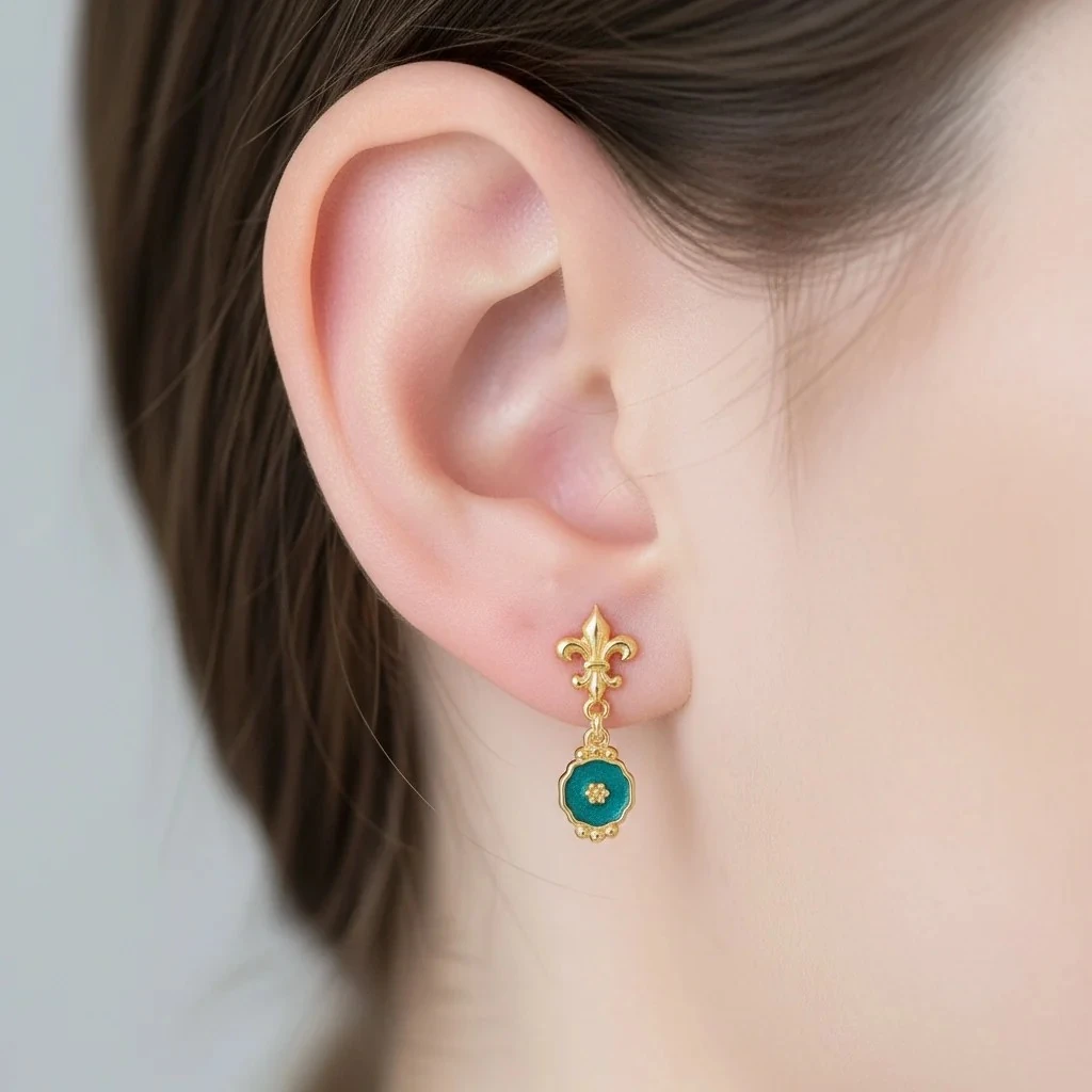 Designer Enamel Gold Earrings