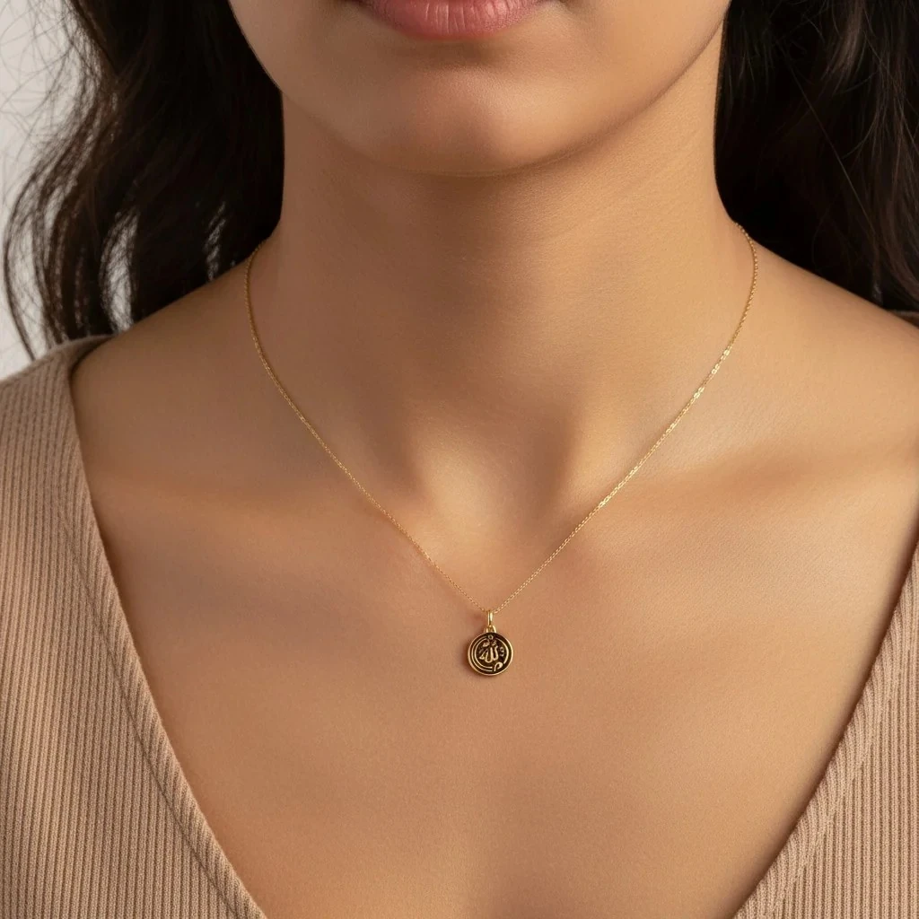 Allah Yazılı Mine Kolye