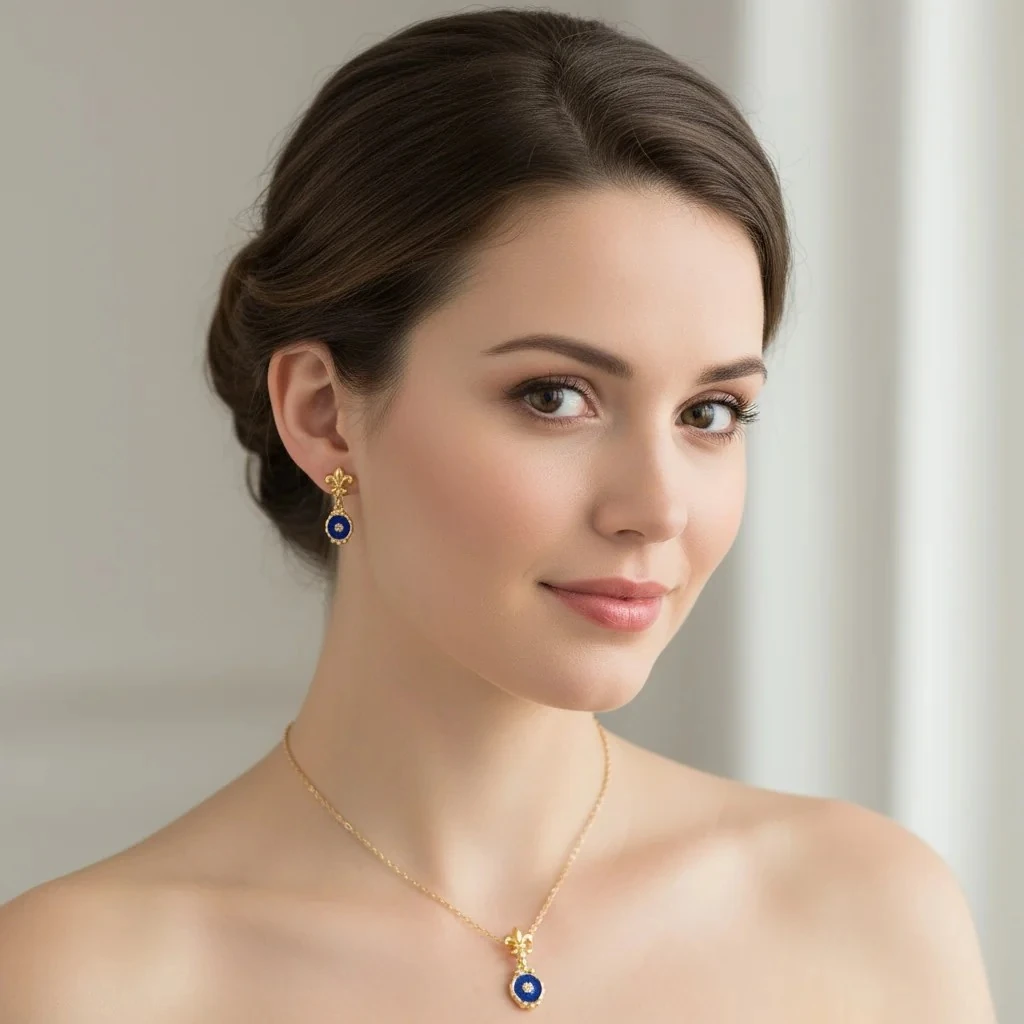 Özel Tasarım Mineli Kolye Küpe Set