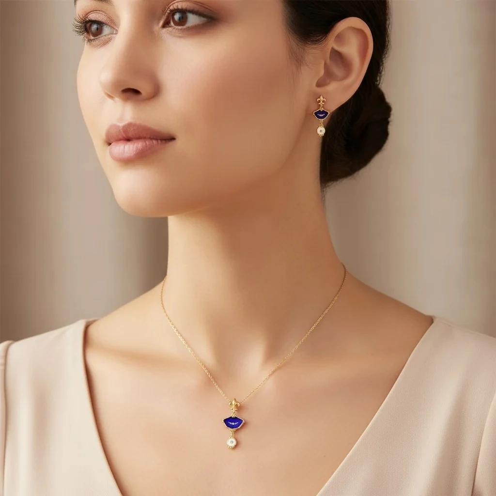 Özel Tasarım Mineli Kolye Küpe Set