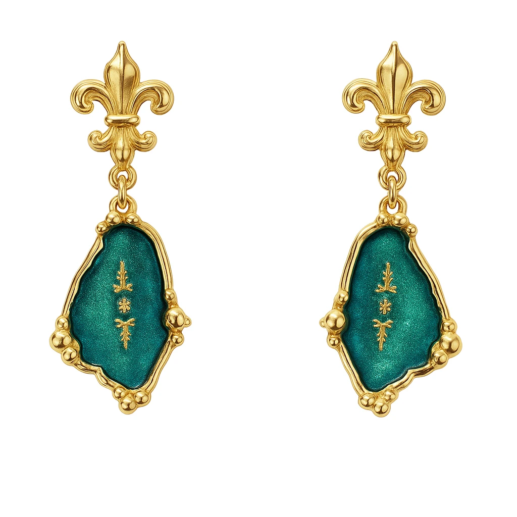 Mineli Tasarım Altın Küpe 