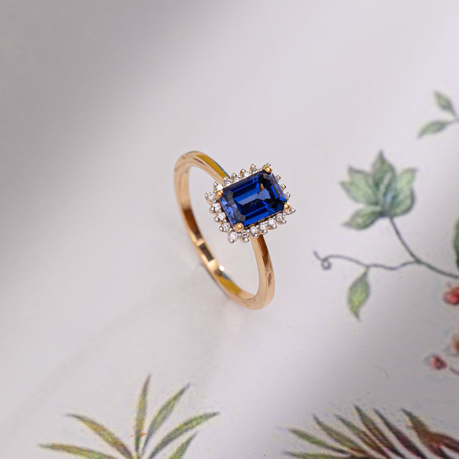 Pırlantalı Safir Yüzük 